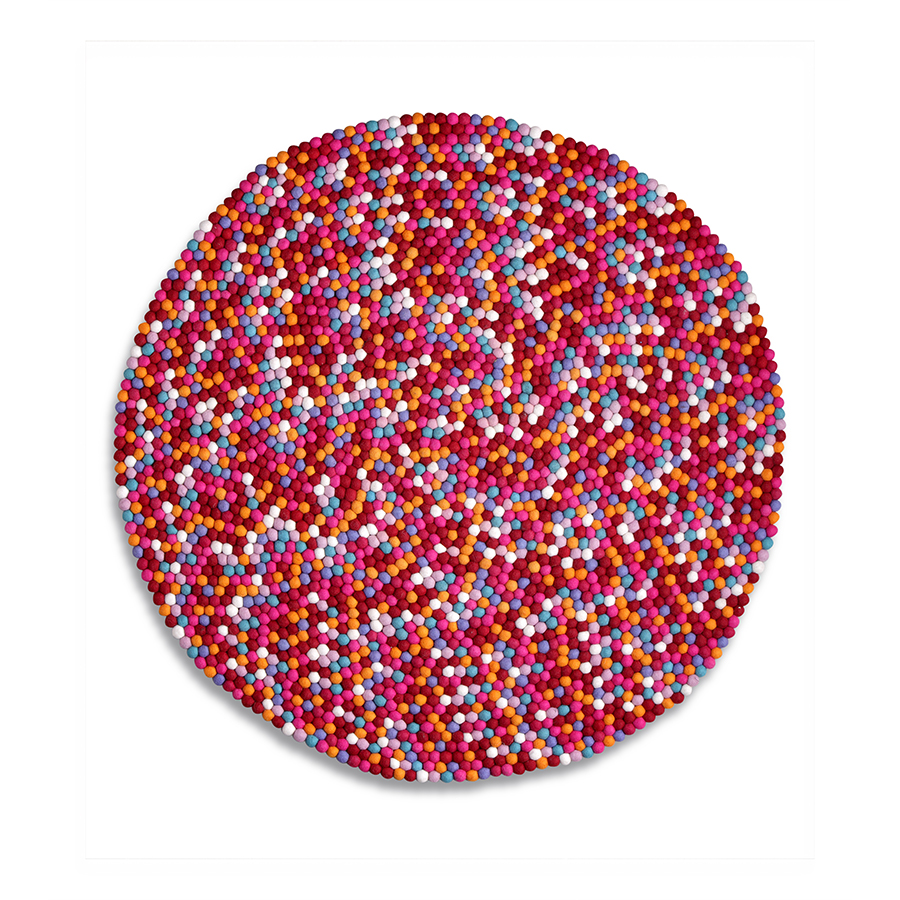 Round spiral-pattern felt rug